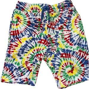 NWT Lands End Unisex Kids Tie Dye Rainbow Sweat Shorts SZ Large 10-12